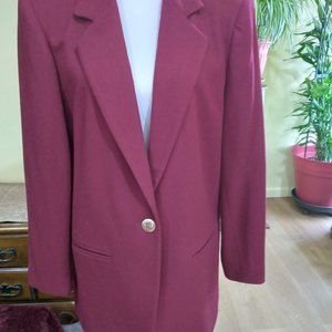 SAG HARBOR Vintage Women's Red Blazer Jacket, 100% Wool, Size 12
